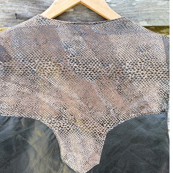 Navarre Leather Company Genuine Lambskin Black Tan Men's Leather Vest Size 3XL - Picture 7 of 7